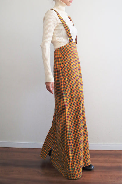 60s Plaid Salopette Dress