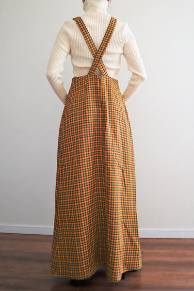 60s Plaid Salopette Dress