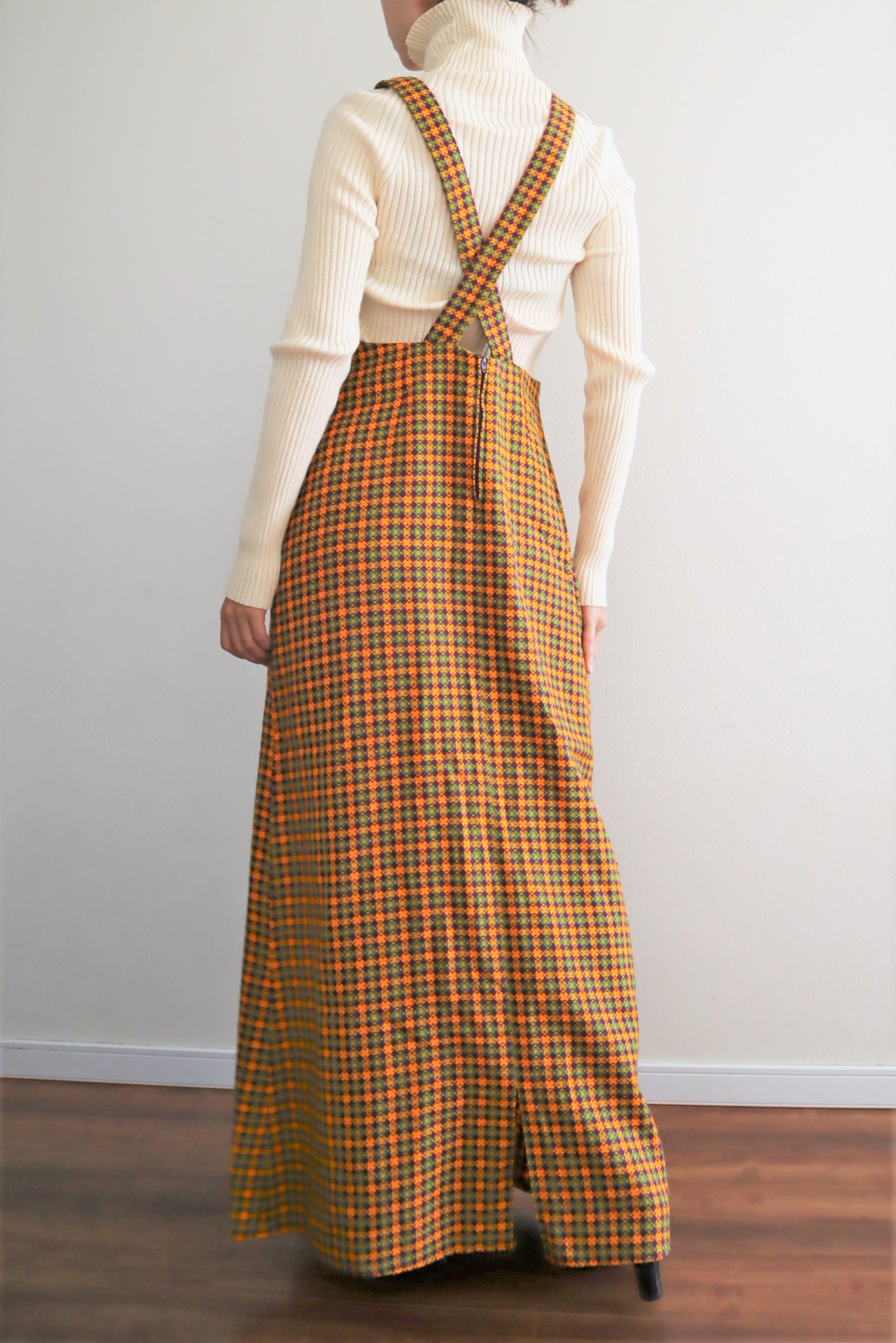 60s Plaid Salopette Dress