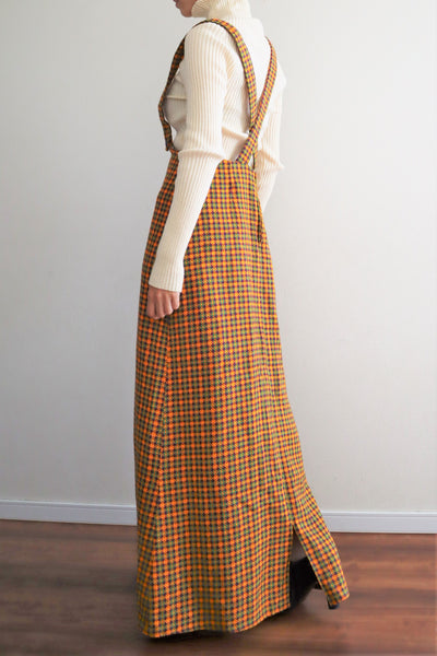 60s Plaid Salopette Dress