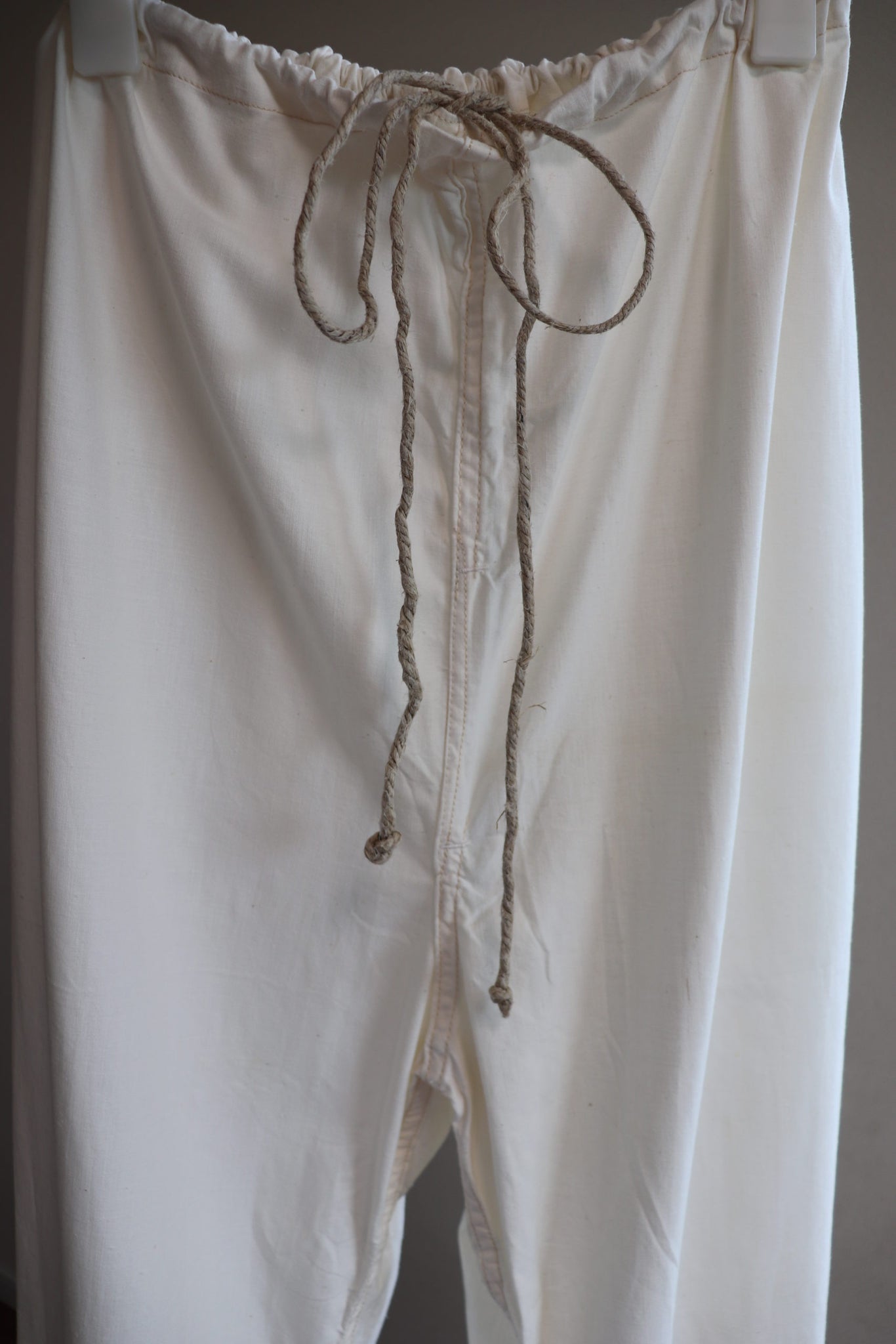 Vintage Swedish Military Cotton Snow Camo Drawstring Pants Off White