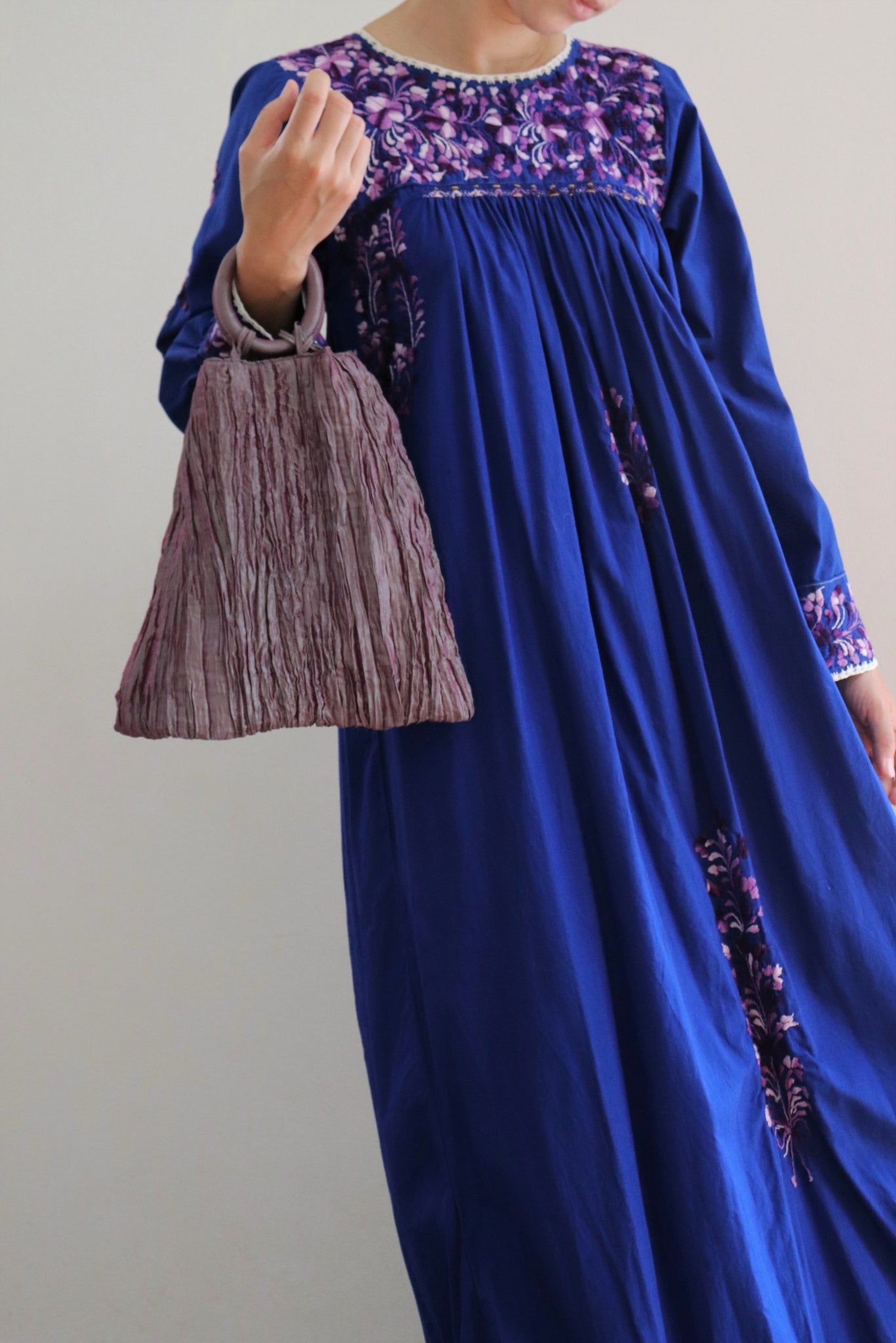 70s Mexican Maxi Dress Blue