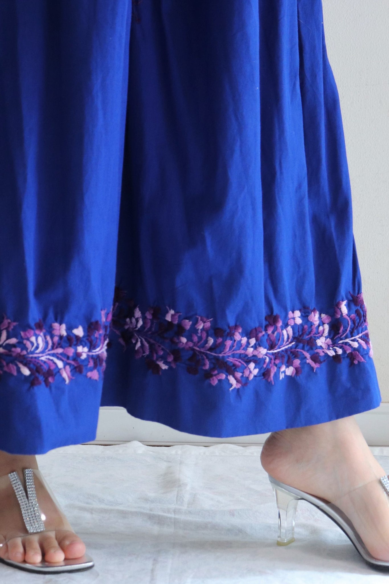 70s Mexican Maxi Dress Blue