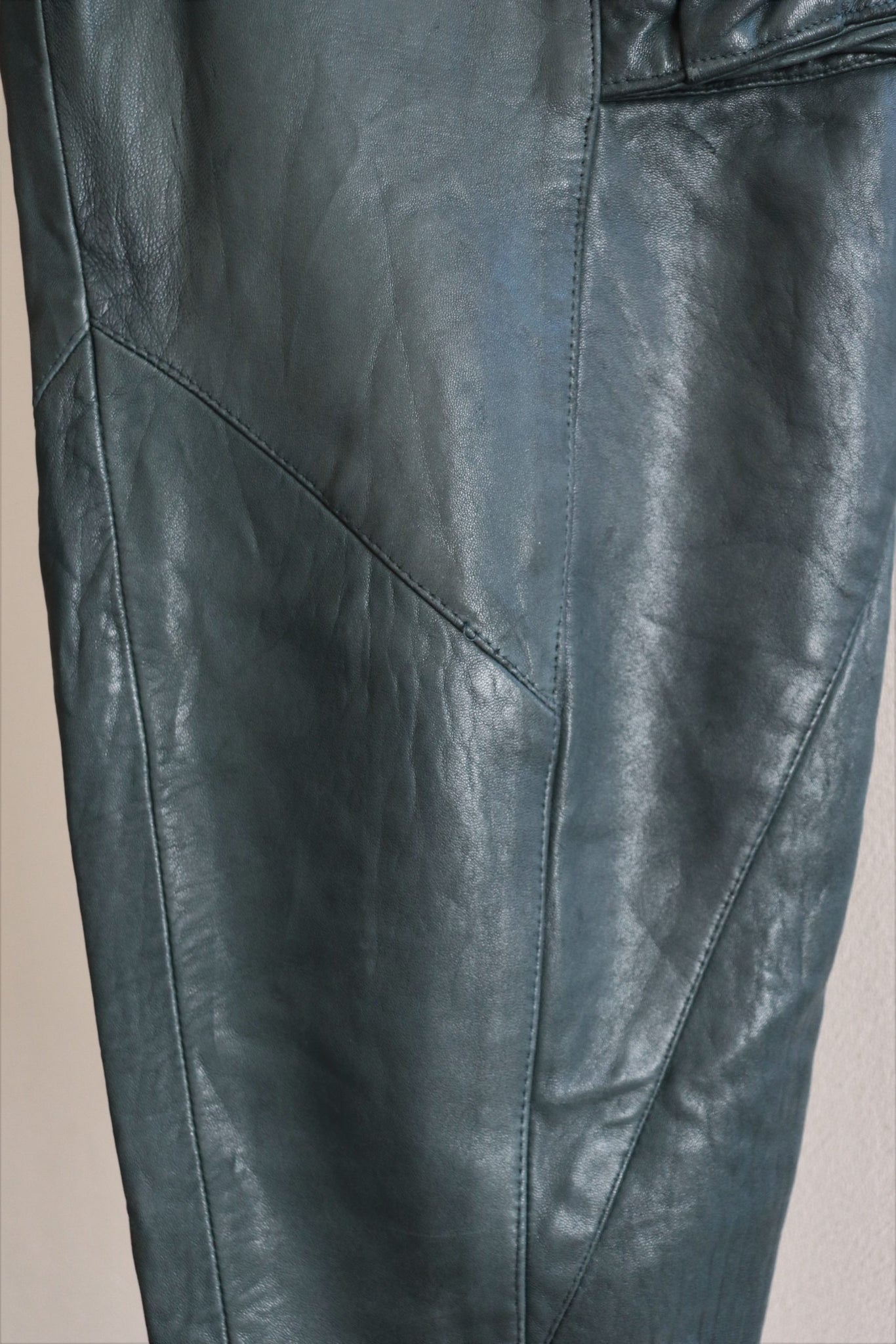 80s Forest Green Leather Pants