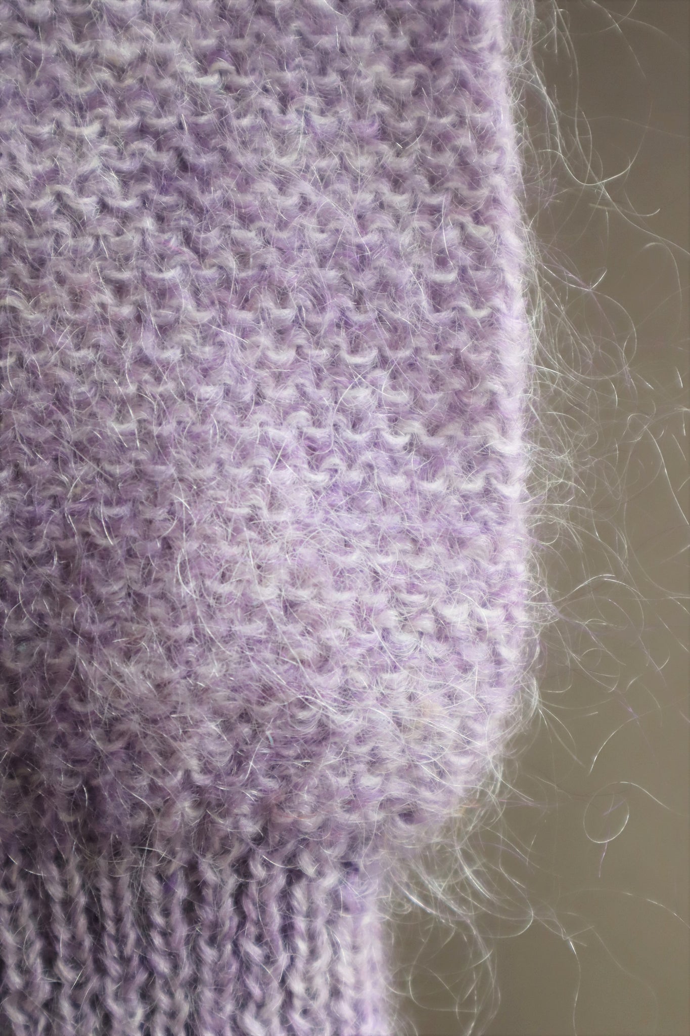 80s Hand Knit Pale Purple Mohair Cardigan