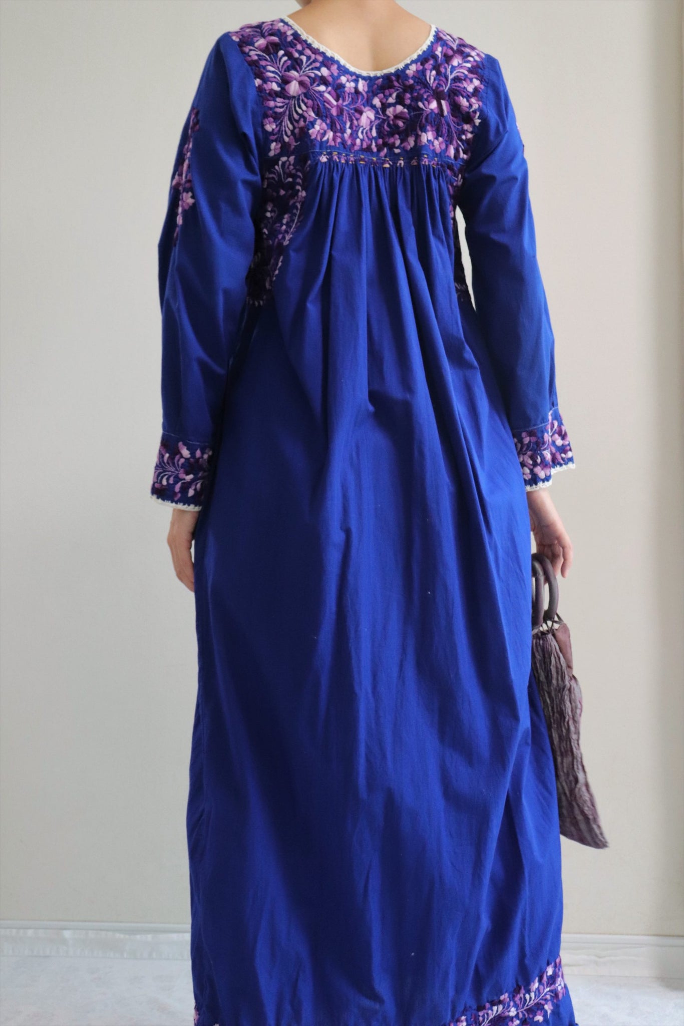 70s Mexican Maxi Dress Blue