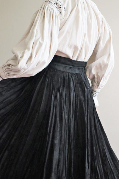 50s Hungarian Black Silk Brocade Skirt