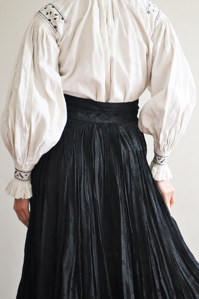 50s Hungarian Black Silk Brocade Skirt