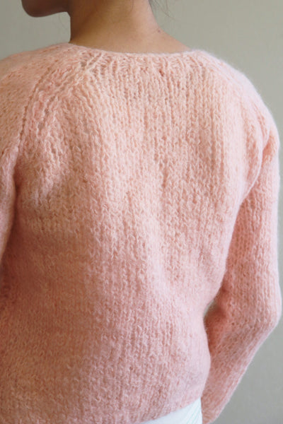 60s Hand Knit Wool Cardigan Pink