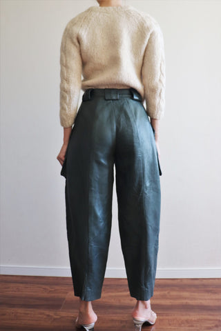 80s Forest Green Leather Pants