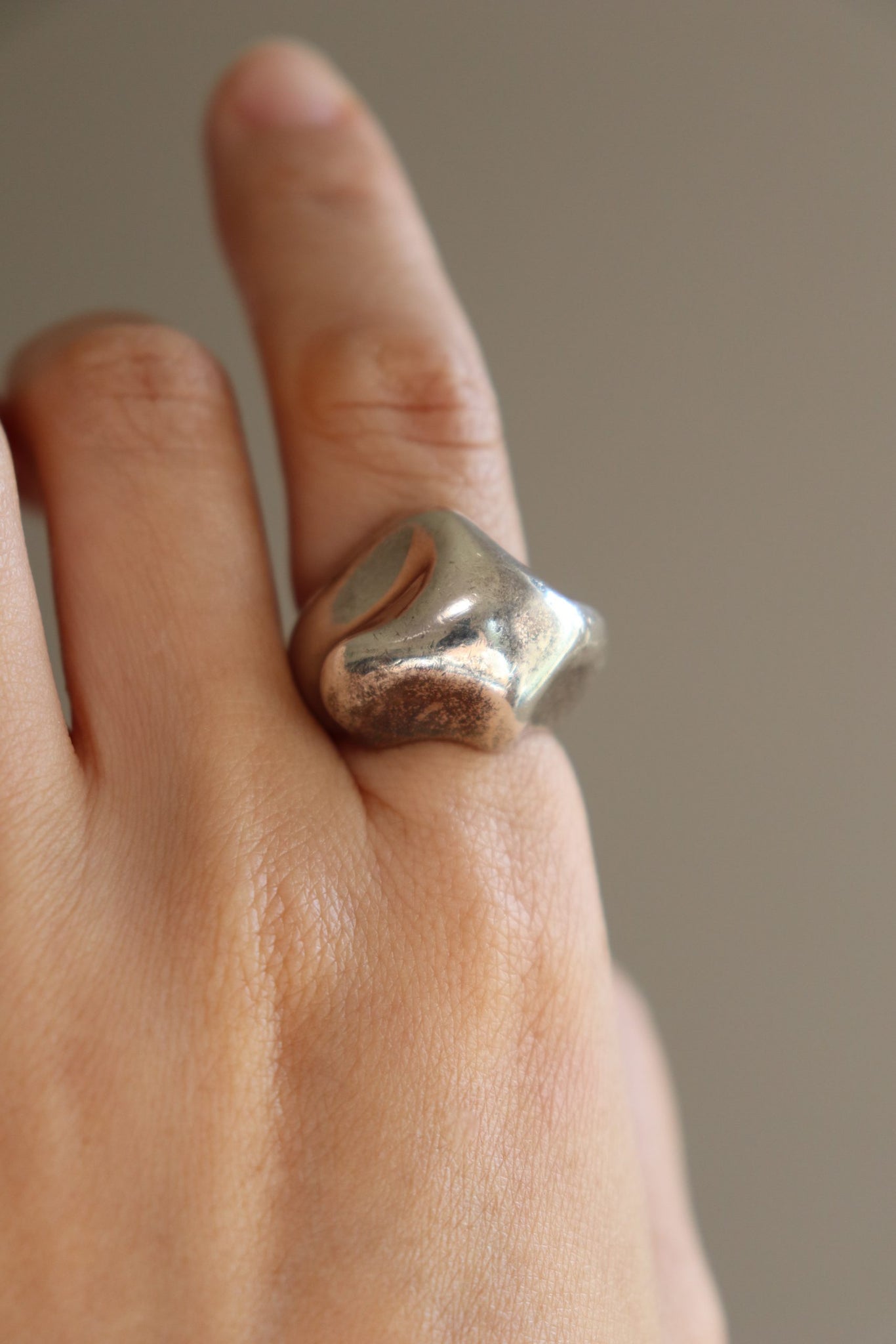 70s Sterling Silver French Modernist Ring Size11