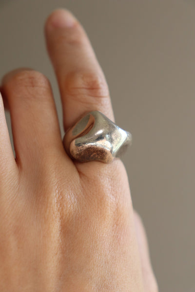 70s Sterling Silver French Modernist Ring Size11
