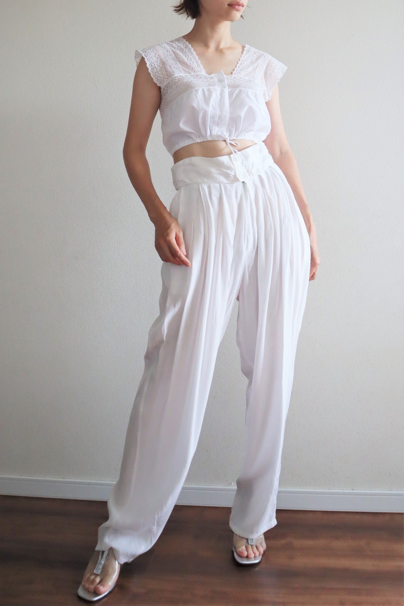 1980s Pure White Tapered Pants