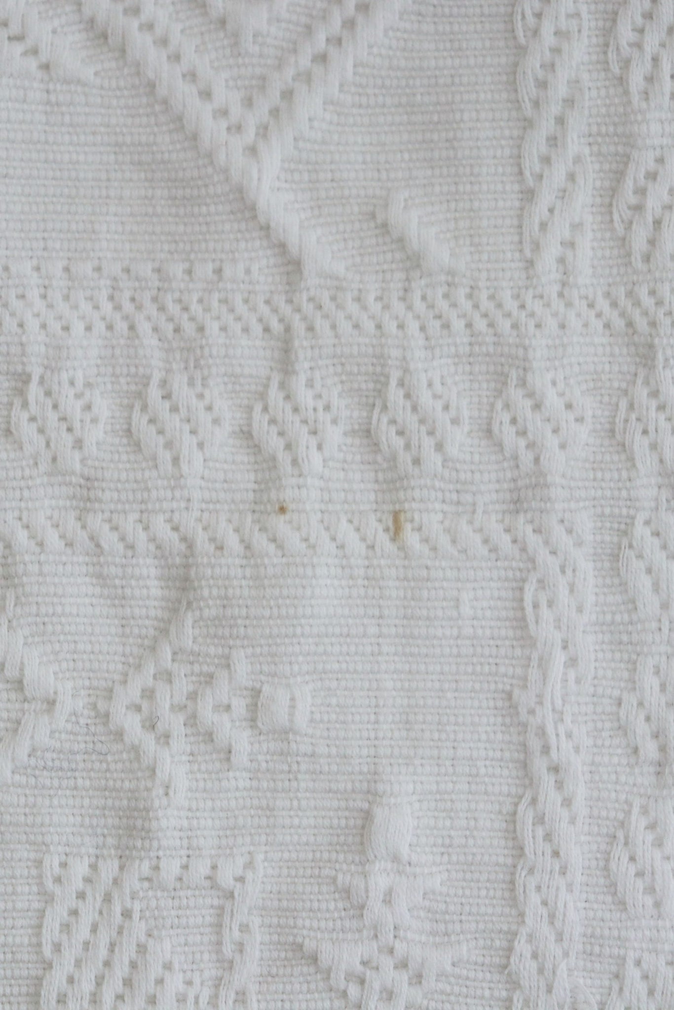 1930s Cotton fringed Blanket White