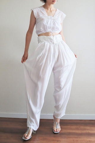 1980s Pure White Tapered Pants