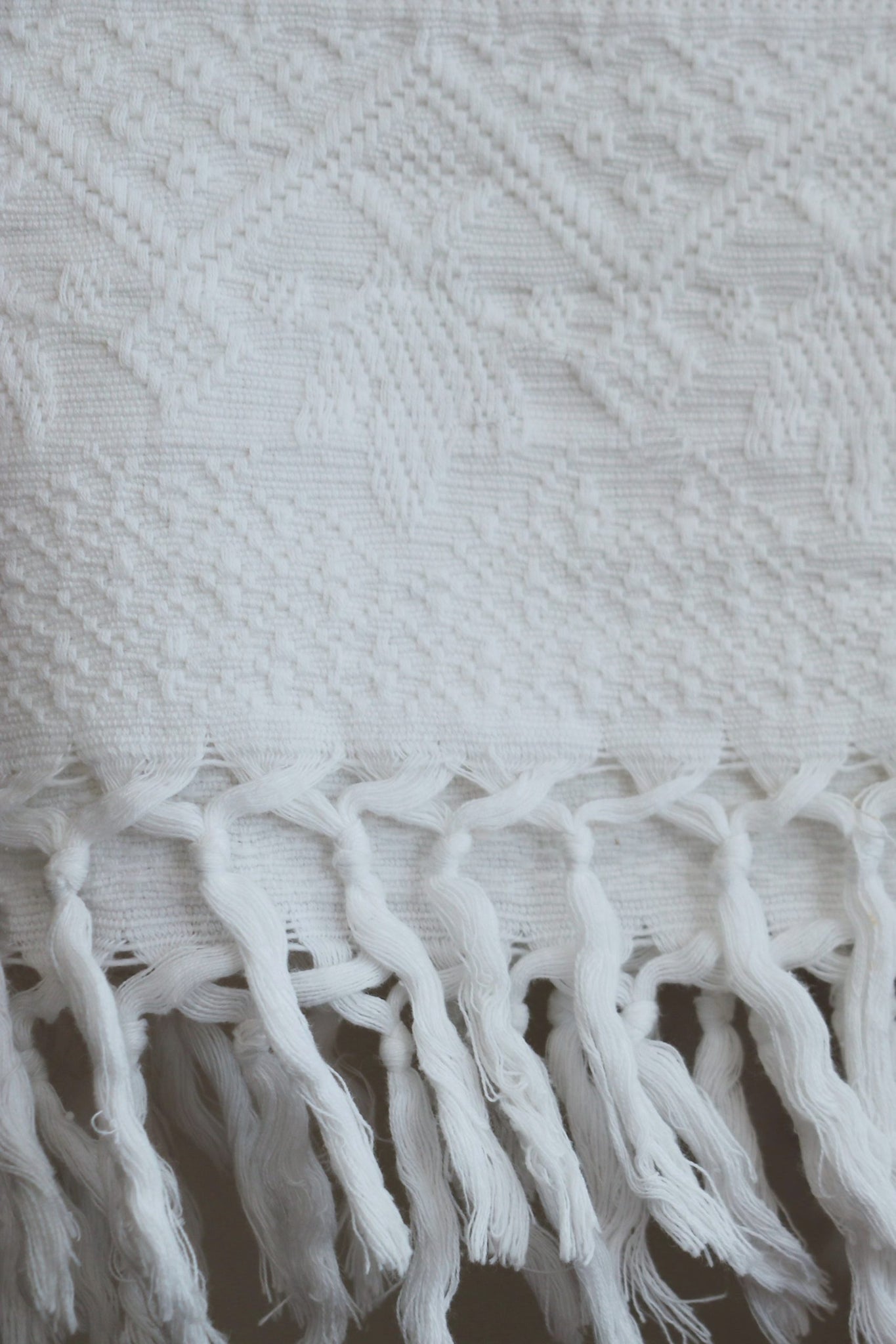 1930s Cotton fringed Blanket White
