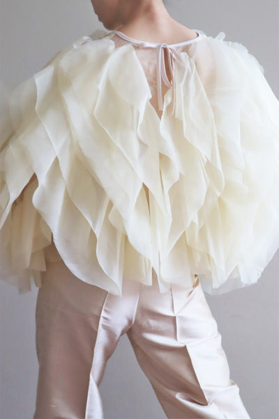 80s Sheer Frilled Blouse