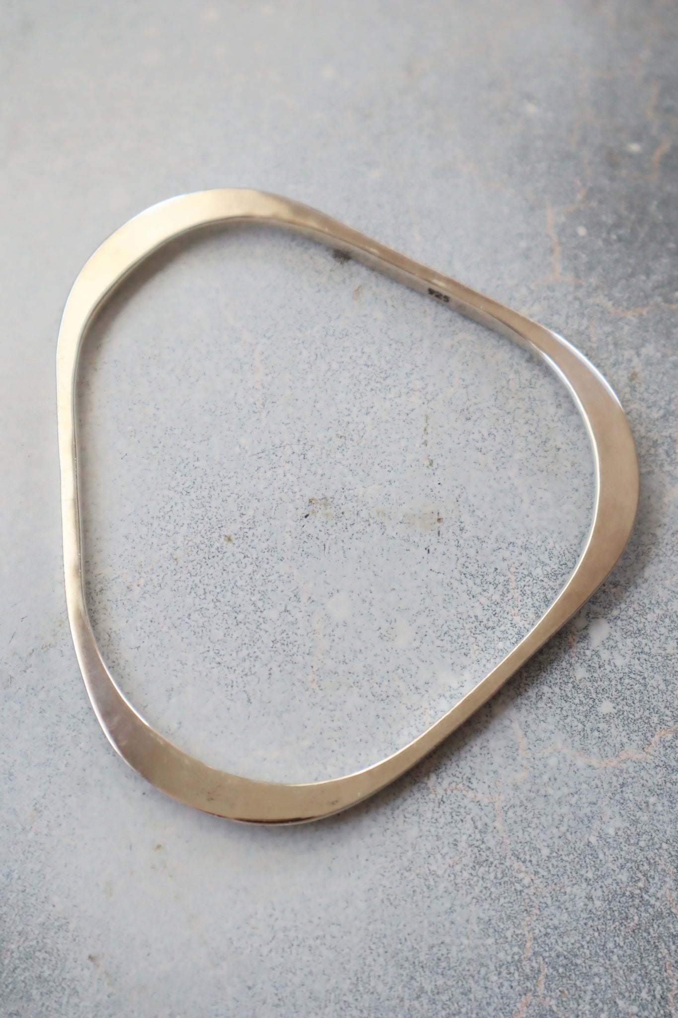 70s Modernist Sterling Silver Shape Triangle Bangle Bracelet
