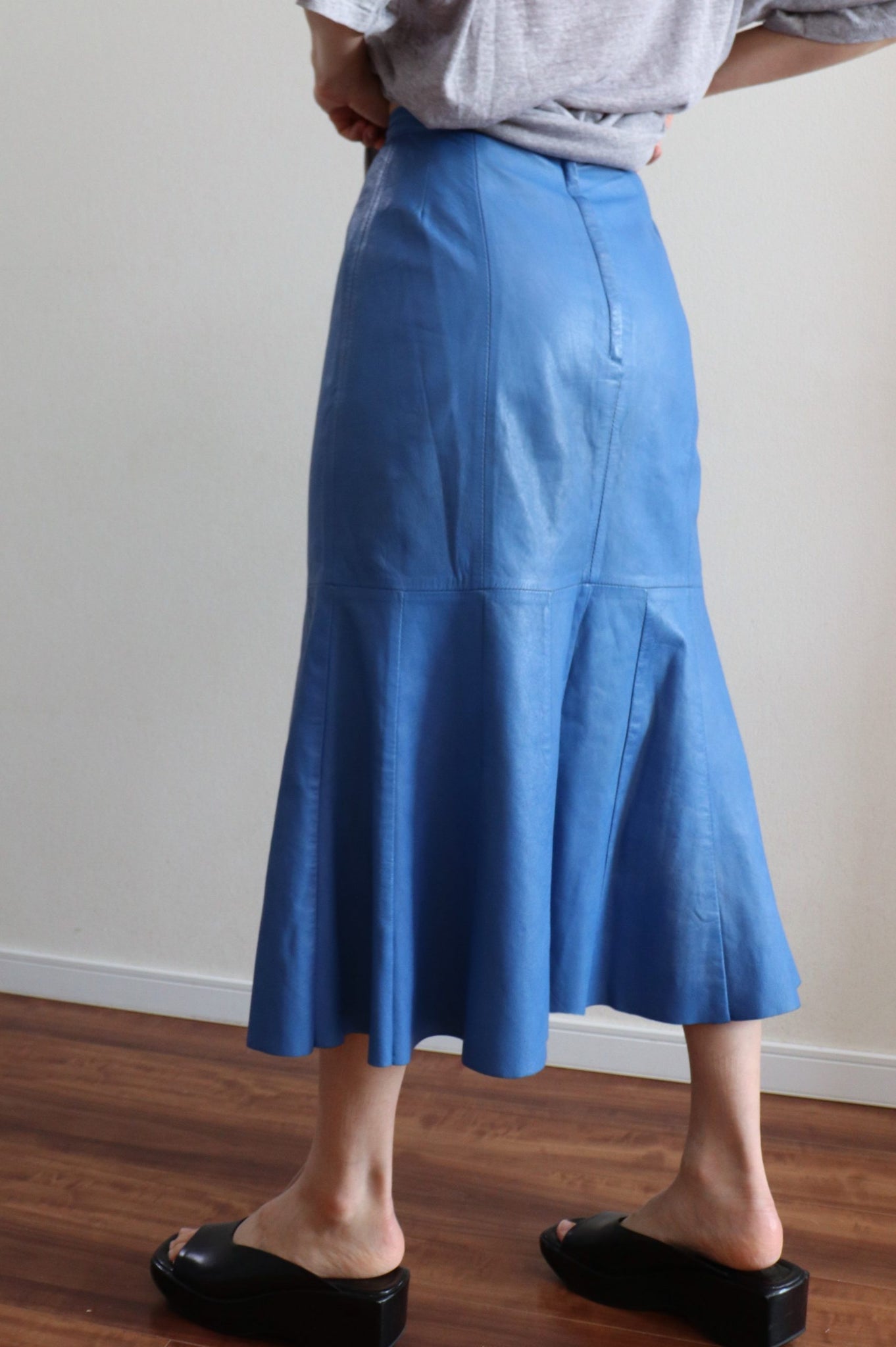 80s Peplum Leather Skirt