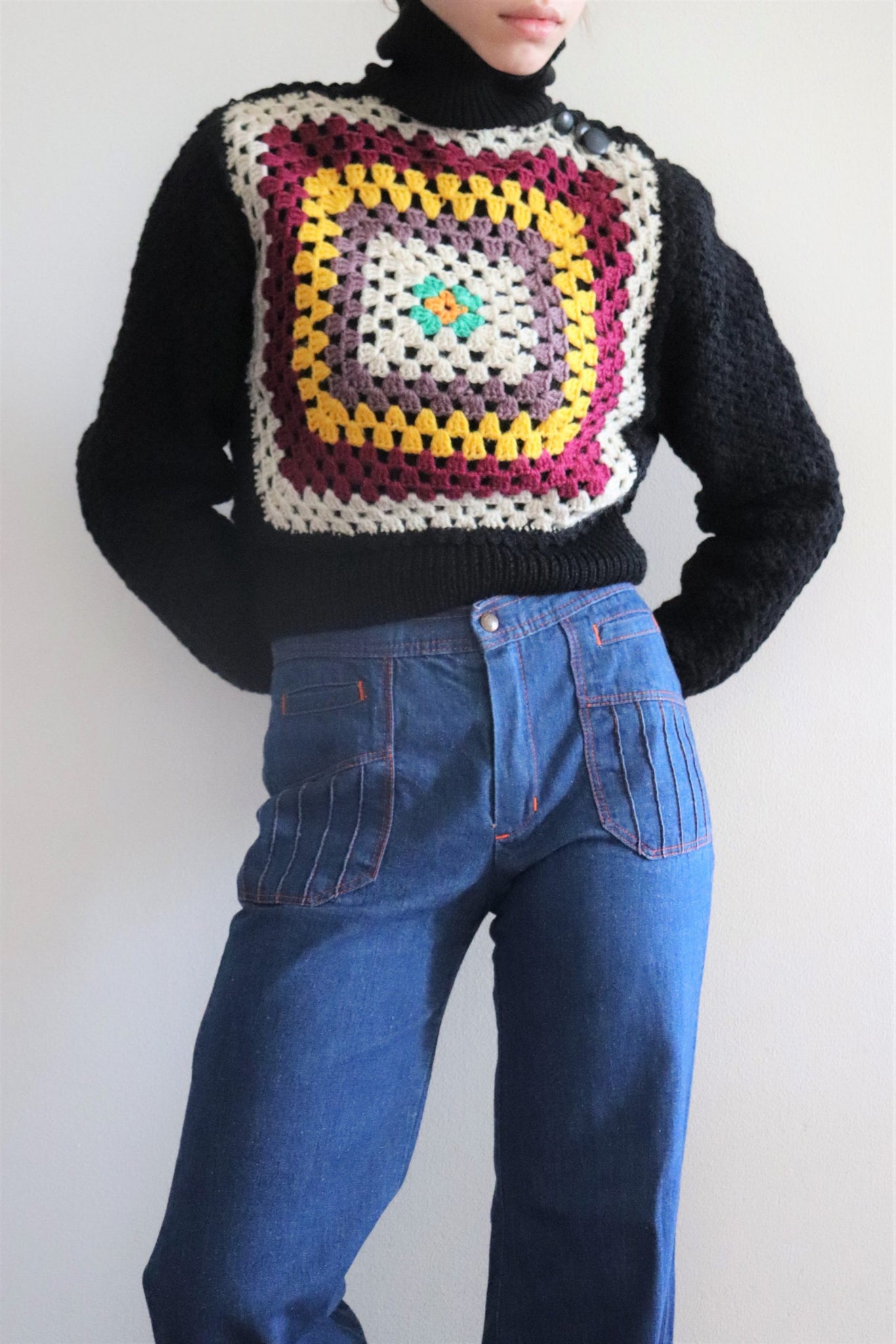 70s Hand Crochet Sweater