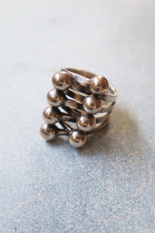 70s Modernist Sterling Silver Barbell Statement Ring