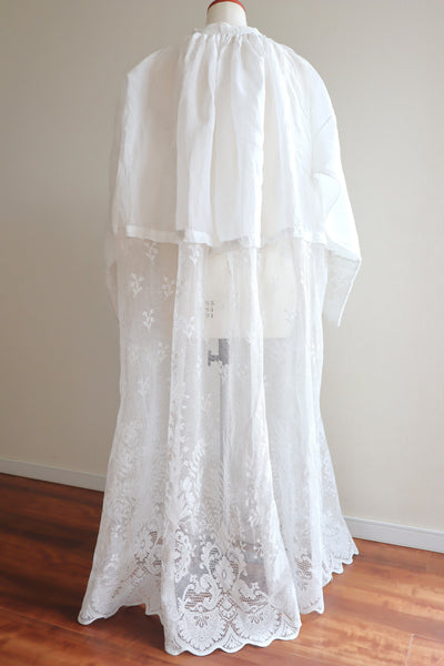 1900s Floral Lace Linen Church Dress