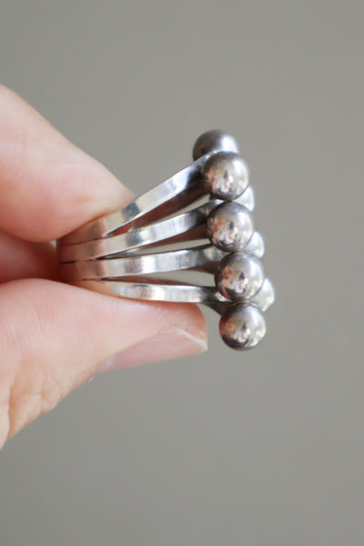 70s Modernist Sterling Silver Barbell Statement Ring