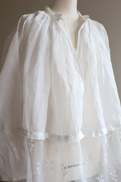 1900s Floral Lace Linen Church Dress