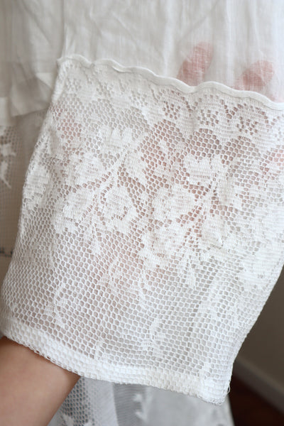 1900s Floral Lace Linen Church Dress
