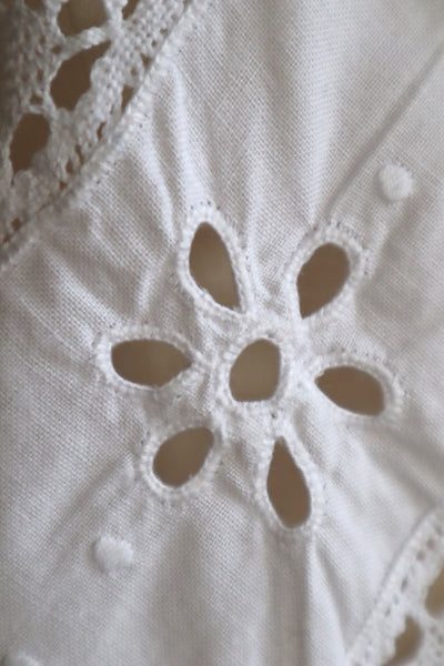 80s Embroidered Leg Of Mutton Puffy Sleeves Blouse