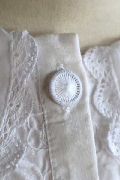 80s Embroidered Leg Of Mutton Puffy Sleeves Blouse
