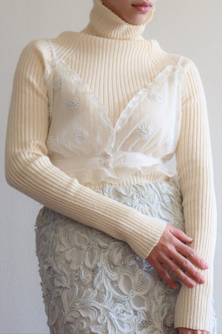 1900s Flower Embroidered Antique Lace Camisole