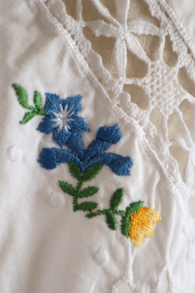 80s Embroidered Leg Of Mutton Puffy Sleeves Blouse