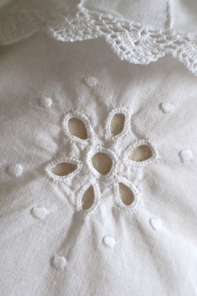 80s Embroidered Leg Of Mutton Puffy Sleeves Blouse