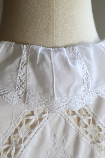80s Embroidered Leg Of Mutton Puffy Sleeves Blouse