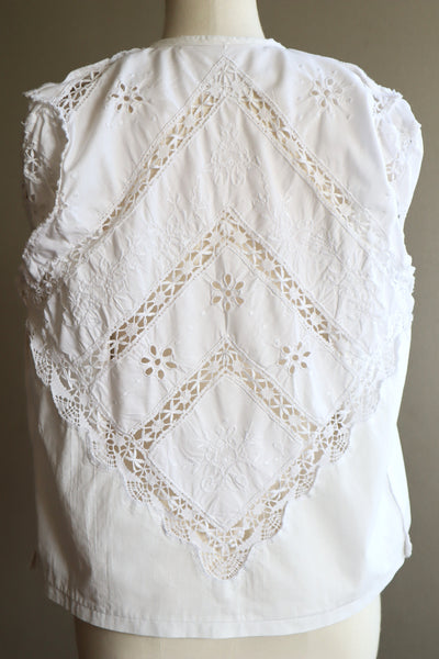 80s Embroidered Leg Of Mutton Puffy Sleeves Blouse