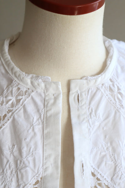 80s Embroidered Leg Of Mutton Puffy Sleeves Blouse