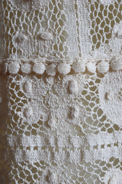 70s Vintage Cream Lace Maxi Dress