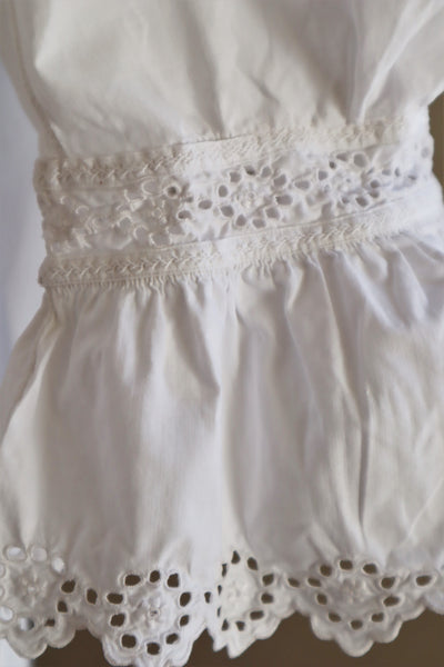 1900s Frilled Sailor Collar White Cotton Blouse
