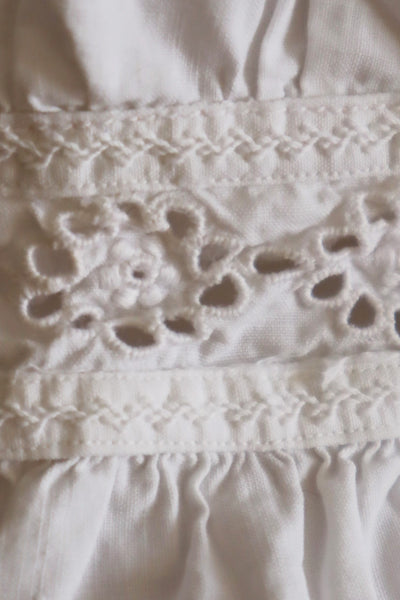 1900s Frilled Sailor Collar White Cotton Blouse