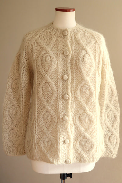 60s Beige Cable Mohair Cardigan