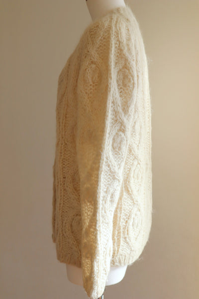 60s Beige Cable Mohair Cardigan