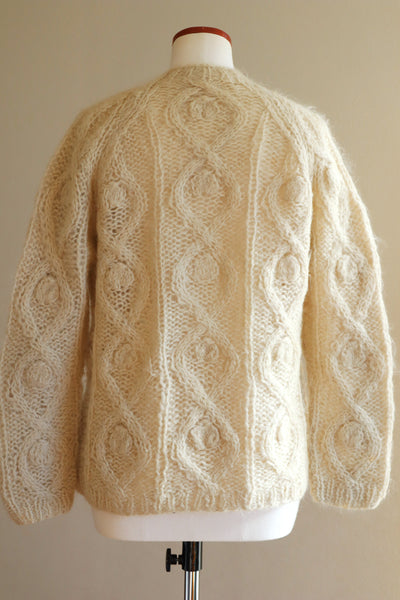 60s Beige Cable Mohair Cardigan