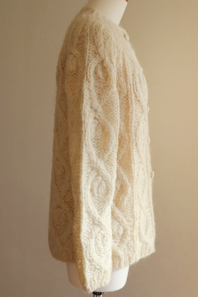 60s Beige Cable Mohair Cardigan