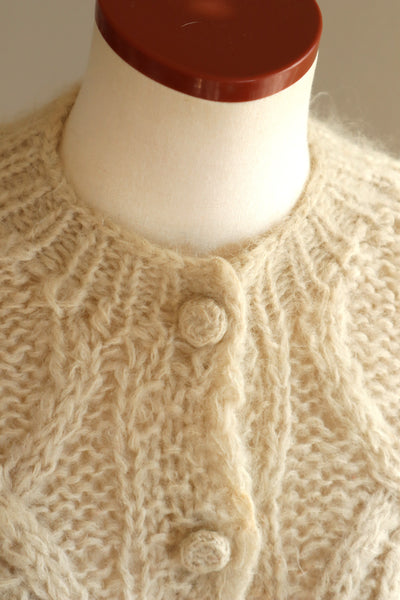 60s Beige Cable Mohair Cardigan