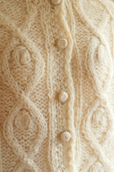 60s Beige Cable Mohair Cardigan