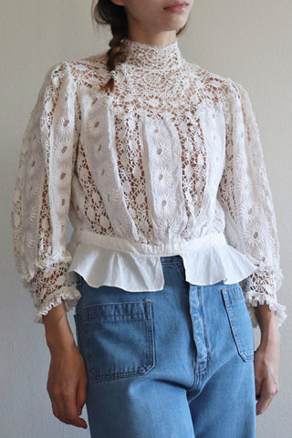 1900s French All-Lace And Embroidered Blouse