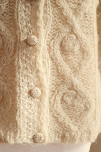 60s Beige Cable Mohair Cardigan