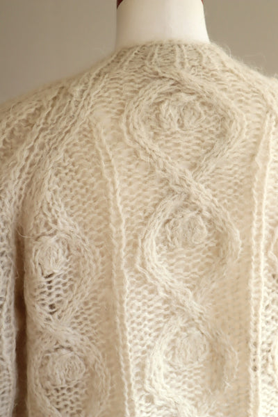 60s Beige Cable Mohair Cardigan