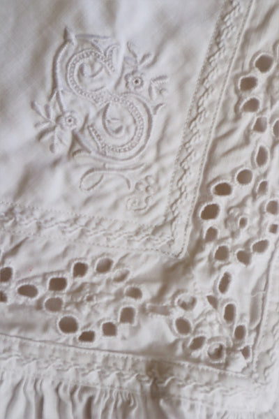 1900s Frilled Sailor Collar White Cotton Blouse